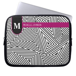 Black White Triangle Pattern Laptop Case