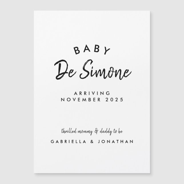 Black White Typogrpahy Pregnancy Magnetic Card Magnetkarte (Vorderseite)