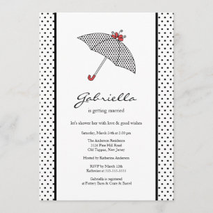 Black & White Umbrella Bridal Dusche Einladung