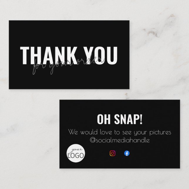 Black & White Vielen Dank für Ihr Social Media Bus Visitenkarte (Vorne/Hinten)