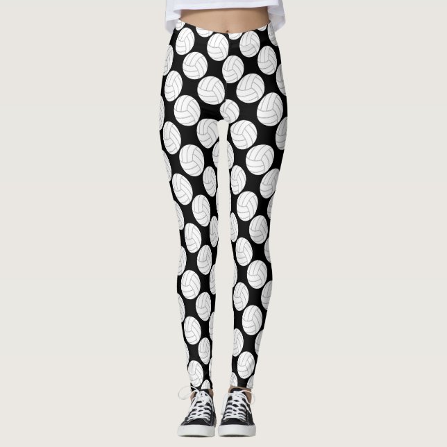 Black & White Volleyball Legende Kompressionskolon Leggings (Vorderseite)