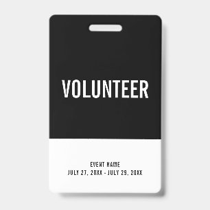 Black & White Volunteer All Access Pass Event ID Ausweis