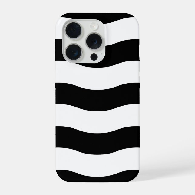 Black & White Wavy Stripe Case iPhone Hülle (Rückseite)