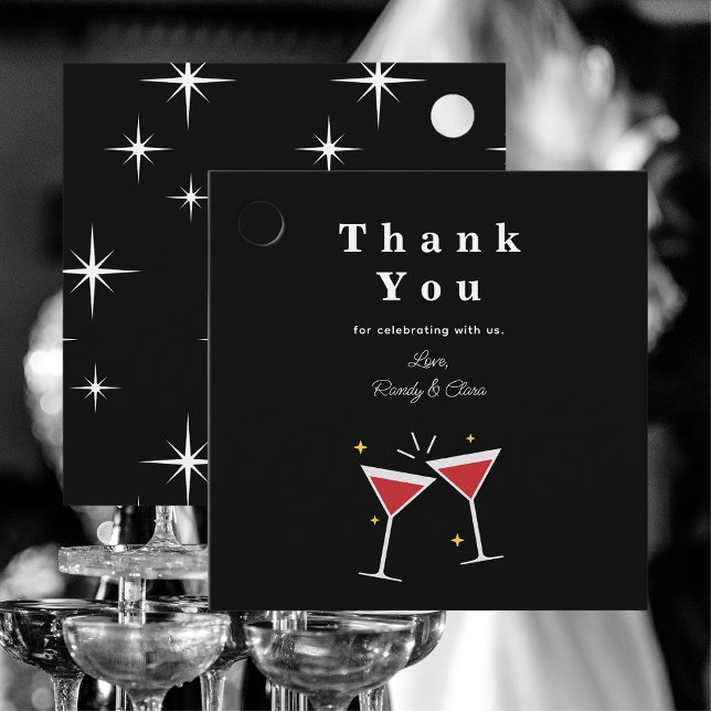 Black & White Wedding Celebration Weinflaschen Tag Geschenkanhänger (Von Creator hochgeladen)