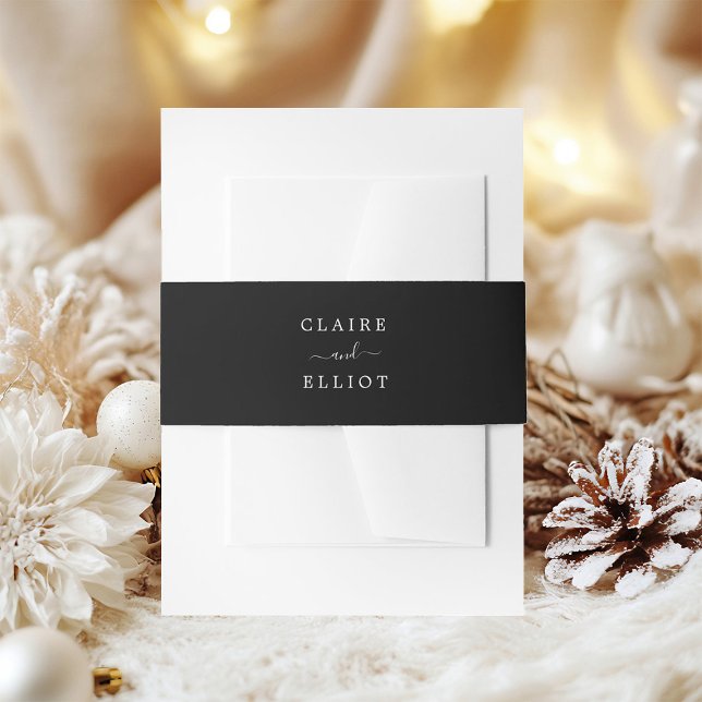 Black & White Wedding Einladung Bauchband Einladungsbanderole (Von Creator hochgeladen)