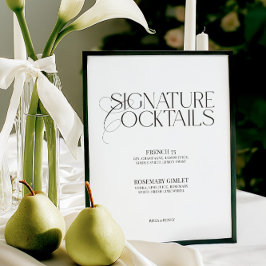 Black & White Wedding Signature Cocktails Sign