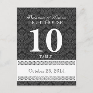 Black & White Wedding Tischnummer Card Empfang