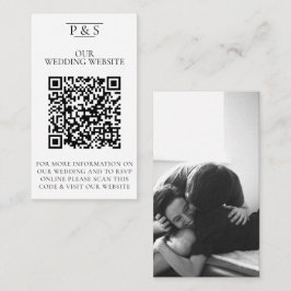 Black & White Wedding Website QR Code Photo Rsvp Begleitkarte