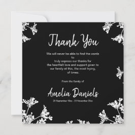 Black & White Wildblume Beerdigung Danke Karte