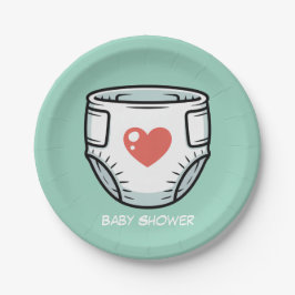Black & White with a Red Heart Baby Diaper  Pappteller