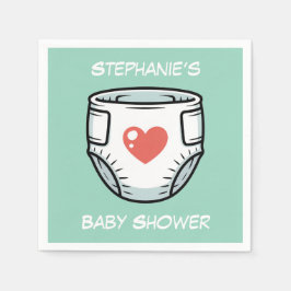 Black & White with a Red Heart Baby Diaper Serviette