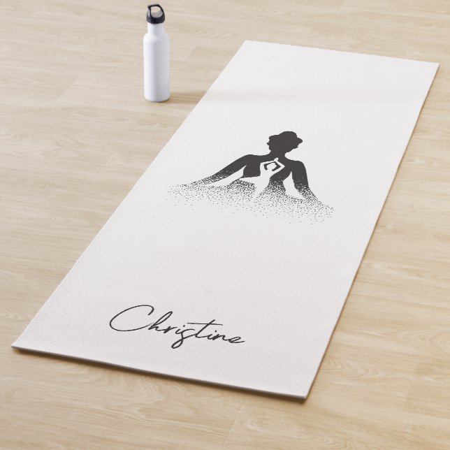 Black-White Yoga Pose mit Individuelle Name Yogamatte (Beispiel)
