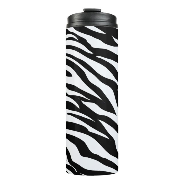 Black & White Zebra Safari Animal Pattern Thermosbecher (Vorderseite)