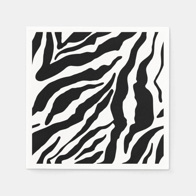 Black& White Zebra Stripes Safari Animal Print  Serviette (Vorderseite)