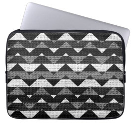 Black & White Zickzack Zigzag Burlap Jute Laptopschutzhülle