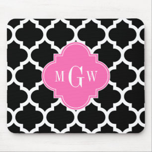 Black Whmarokkanisch #5 Hot Pink #2 Name Monogram Mousepad