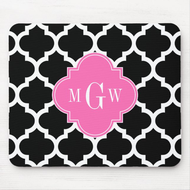 Black Whmarokkanisch #5 Hot Pink #2 Name Monogram Mousepad (Vorne)