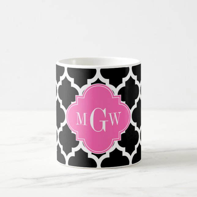 Black Whmarokkanisch #5 Hot Pink #2 Name Monogram Tasse (Mittel)