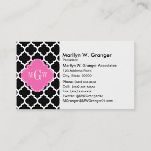 Black Whmarokkanisch #5 Hot Pink #2 Name Monogram Visitenkarte