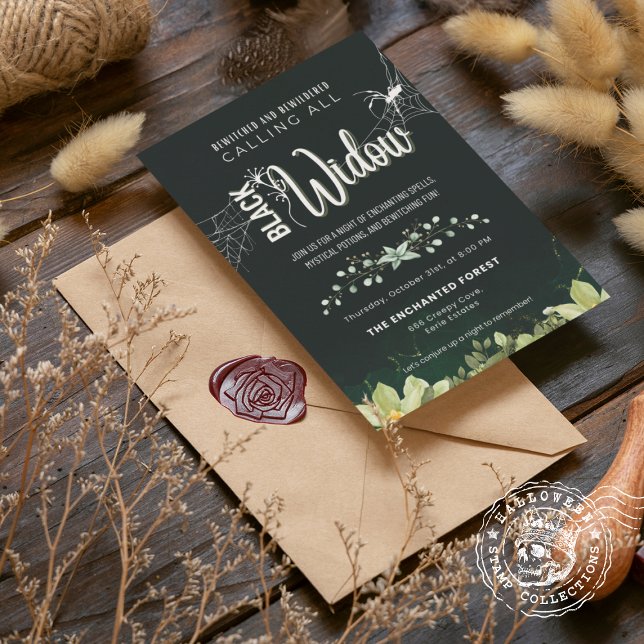 Black Widow Bewitched and Beverwelyed Bouquet Einladung (Black Widow Bewitched and Bewildered bouquet Invitation cover from The Beekeeper Store)
