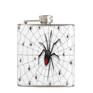 Black Widow Spider and Babies - Flachmann