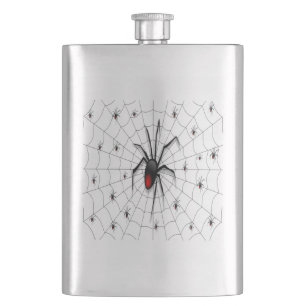 Black Widow Spider and Babies - Flachmann