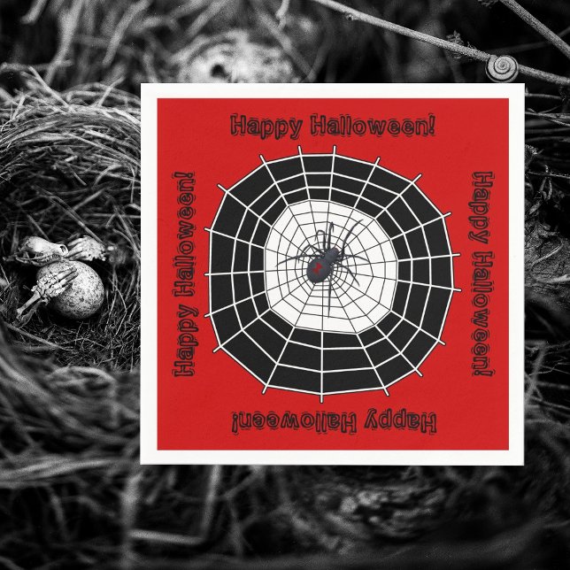 Black Widow Spider Happy Halloween Party Serviette (Von Creator hochgeladen)