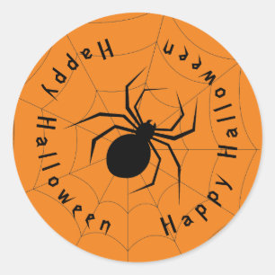 Black Widow Spider Happy Halloween Runder Aufkleber