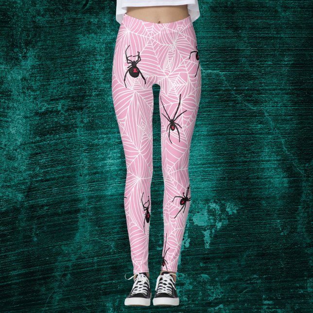 Black Widow Spider Webs Pastel Pink Costume Leggin Leggings (Von Creator hochgeladen)