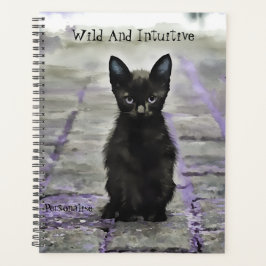 Black Wild Cat Quote Grau Lila Journal Planner Planer