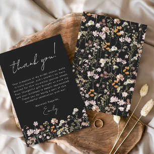 Black Wildblume Boho Brautparty Dankeskarte