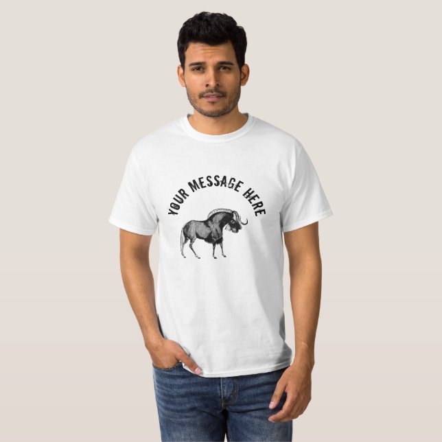 Black Wildebeest Simple Illustration T-Shirt (Vorne ganz)
