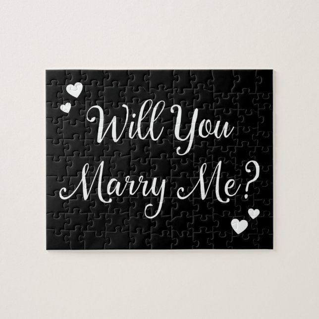 Black Will You Marry Me Gothic Marriage Vorschlag Puzzle (Horizontal)
