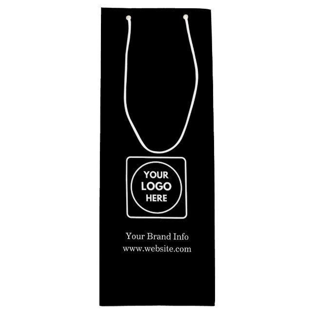 Black Wine Gift Bag | Benutzerdefiniertes Corporat Geschenktüte Für Weinflaschen (Vorderseite)