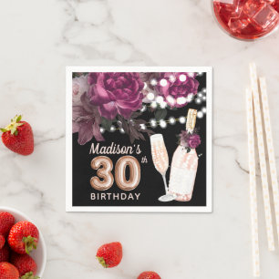 Black Wine Luxury 30. Geburtstag Personalisiert Serviette