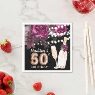 Black Wine Luxury 50. Geburtstag Personalisiert Serviette