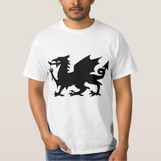 Black Winged Wales Dragon Silhouette T-Shirt
