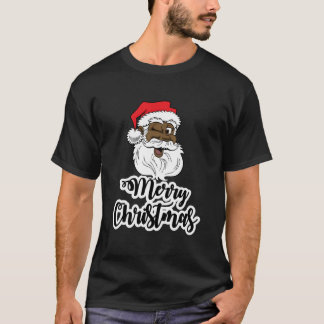 Black Winking Santa Merry T-Shirt