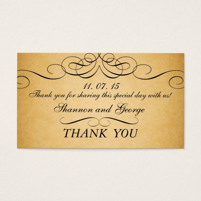 Black Wirbel Damask Vintage Wedding Favor Tag (Vorderseite)