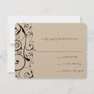 Black Wirbel Wedding RSVP Karte