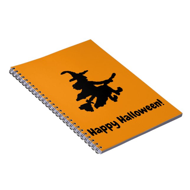 Black Witch on Orange - Happy Halloween  Notizblock