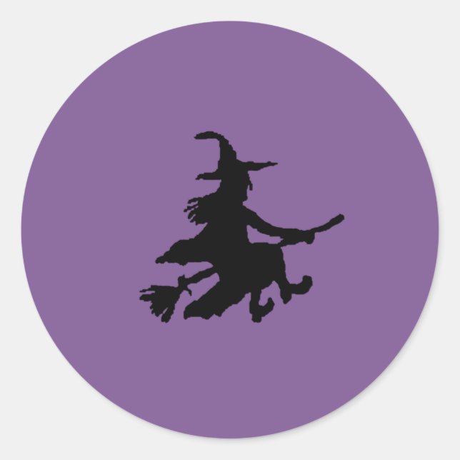 Black witch on purple  runder aufkleber (Vorderseite)