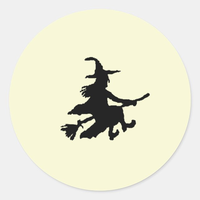 Black witch on Yellow Runder Aufkleber (Vorderseite)