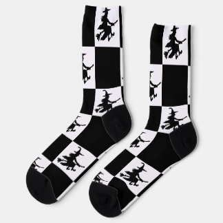 Black Witches Black & White Checkered Socken