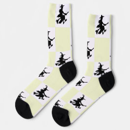 Black Witches Yellow & White Checkered Socken