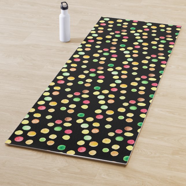 Black With Coloured Dots Yellow Pattern Yogamat Yogamatte (Beispiel)