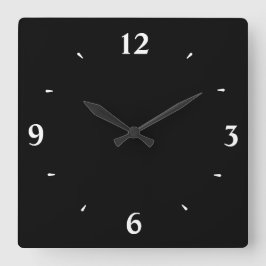 Black with White Numerals >Kitchen Clock Quadratische Wanduhr