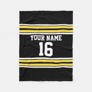 Black with Yellow White Stripes Team Jersey Fleecedecke