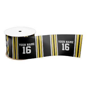 Black with Yellow White Stripes Team Jersey Satinband