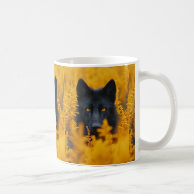 Black Wolf Dog German Shepherd Kaffeetasse (Rechts)